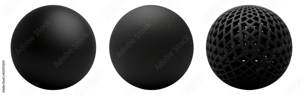 Poster 3d black matte circle shape png element set on transparent background