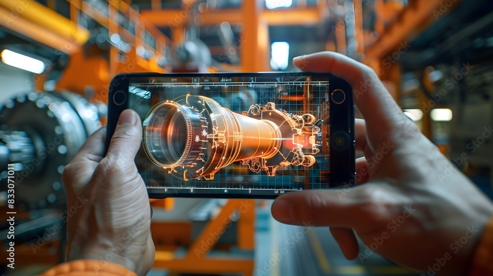 Wall mural interactive augmented reality for industrial equipment maintenance and digital business