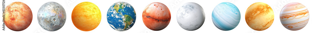 Poster planet png element set on transparent background