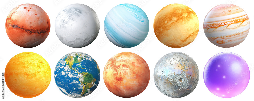 Poster planet png element set on transparent background