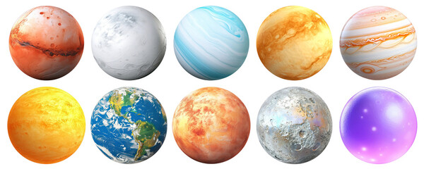 Planet png element set on transparent background