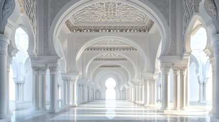 Fototapeta premium interior of a beautiful islamic mosque with ornate archway.