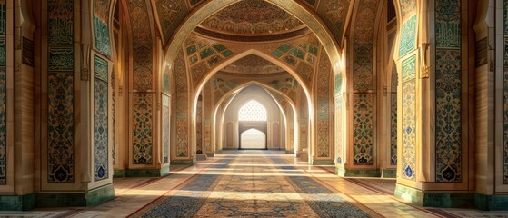 Obraz premium interior of a beautiful islamic mosque with ornate archway.