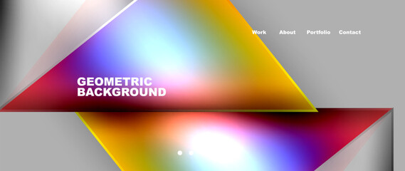 Flowing bright neon gradients geometric abstract background with triangles and lines. Fluid color pattern of color liquid gradient background for wallpaper, banner, background, card, landing page