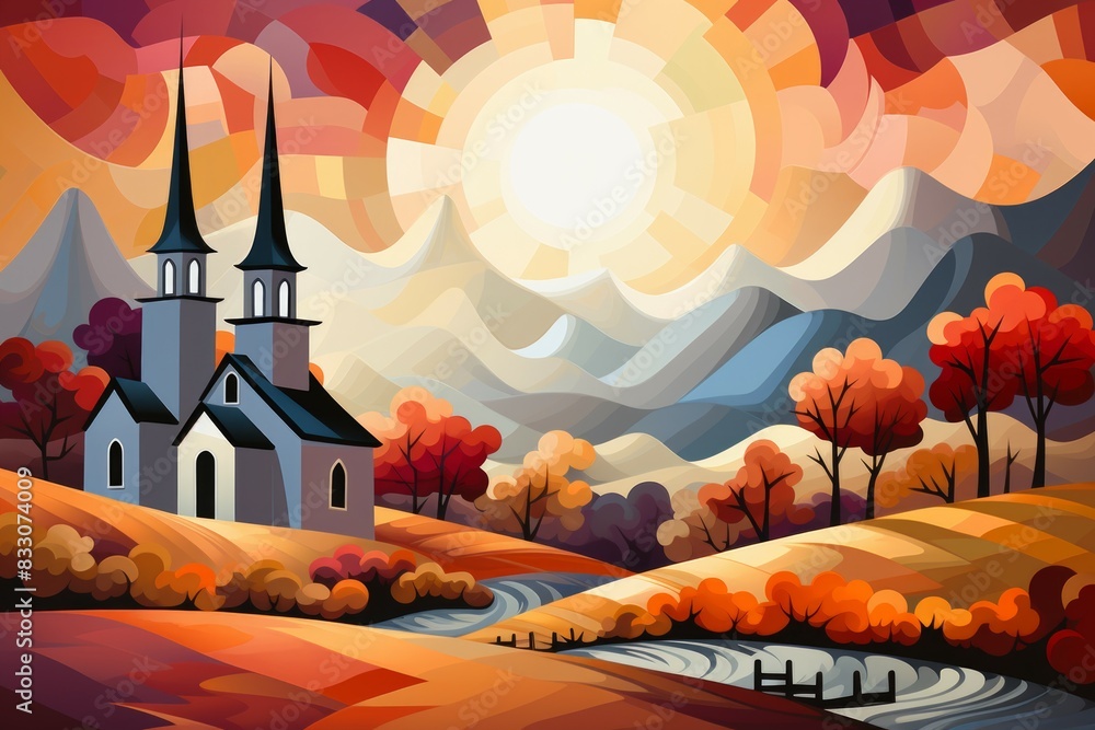 Canvas Prints Country churches - Generative AI