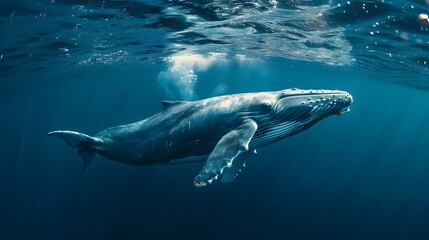 Majestic Blue Whale Gliding Through the Oceanic Depths Awe Inspiring Marine Life Concept