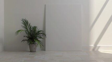 Blank Poster Frame Mockup on White Wall Living Room

