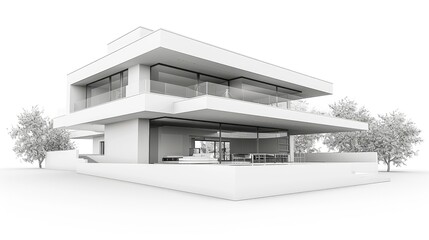 Fototapeta premium A sleek and stylish modern home with a minimalist design, 