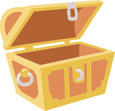 3D treasure chest vector illustration.. Empty treasure box with open lid.