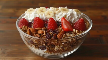 "It's so delicious, you'll forget it's healthy. A nutritious breakfast of homemade granola with fresh berries and nuts."