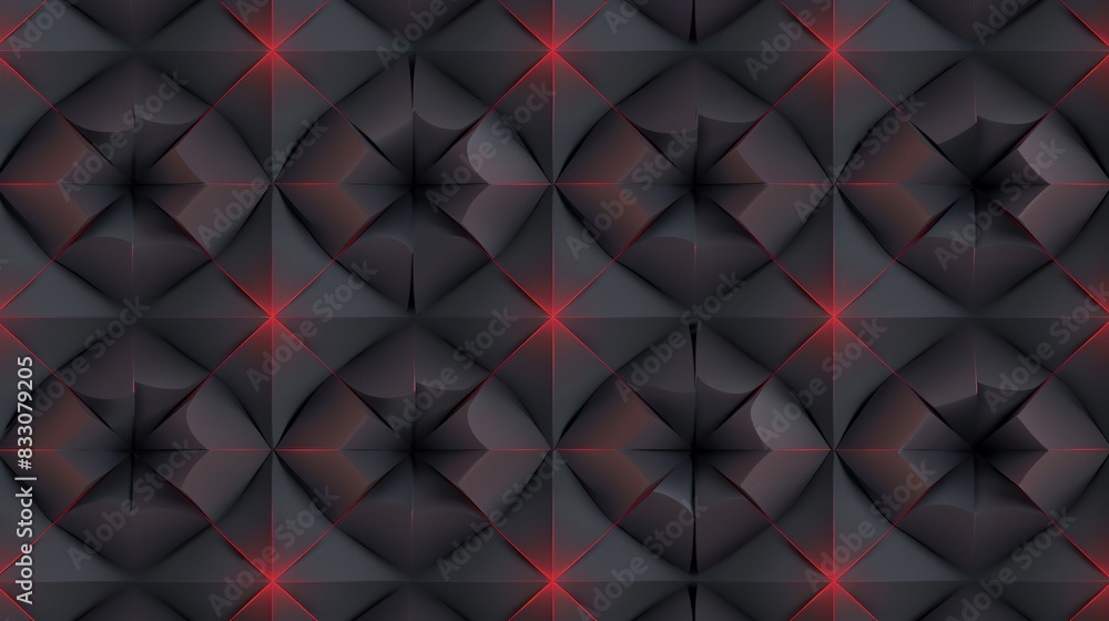 Wall mural seamless pattern, dark grey and red geometric design with a subtle gradient in the background