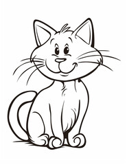 Obraz premium Curious Cat: Printable Line Art Coloring Pages- Easy Coloring Pages - Line Art - Simple Patterns- Printable pages - Relaxing Coloring Pages for Adults - Black and white