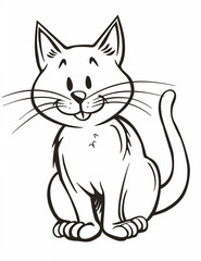Obraz premium Curious Cat: Printable Line Art Coloring Pages- Coloring Pages for All Ages - Simple Patterns- Easy Coloring Pages - Line Art - Black and white