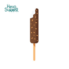 chocolate ice cream vector illustration. summer theme