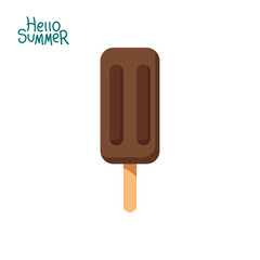 chocolate ice cream vector illustration. summer theme