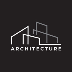 Naklejka premium architect logo building house real estate minimalist line style vector icon graphic design illustration