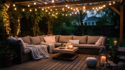 outdoor living space with comfortable seating, 