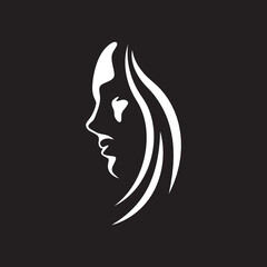 beautiful female face logo  silhouette  minimalism  beauty  vector icon symbol graphic design illustration