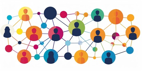 Social network. Colorful connected people. Vector illustration.