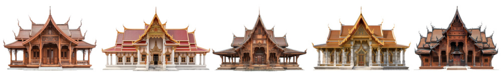 Thai temple architecture png on transparent background