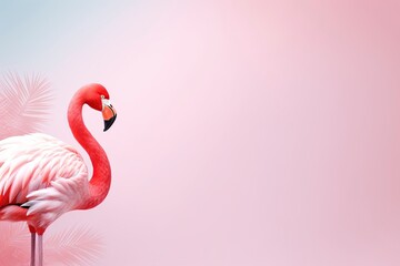 Fototapeta premium pink flamingo on a white background, generative ai