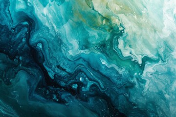 Abstract art teal blue green gradient paint background with liquid fluid grunge texture concept, AI-generated