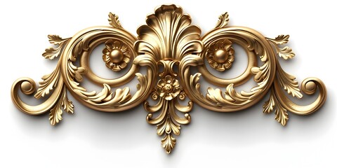 Timeless Elegance Ornate Gold Frame with Intricate Detailing on White Background