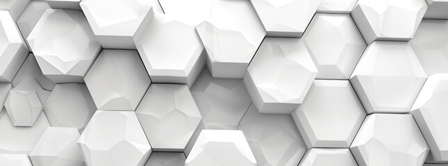 Fototapeta premium Abstract white background with hexagon pattern for banner, poster or presentation. White geometric wallpaper with copy space.