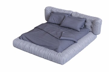 Obraz premium bed isolated on white background, interior furniture, 3D illustration, cg render