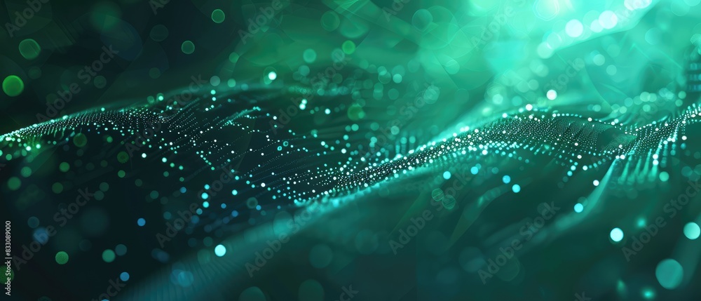 Poster glowing abstract light technology illuminates a dark background, creating a mesmerizing visual effec