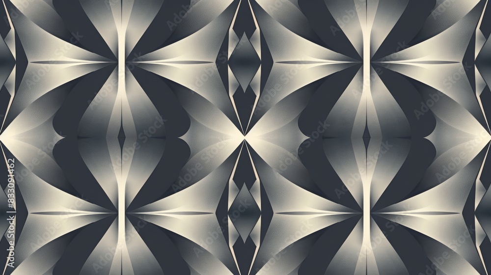 Wall mural seamless pattern, dark grey and white geometric design with a subtle gradient in the background 