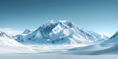 Majestic Snowy Mountain Landscape Under Clear Blue Sky Serene and Sublime Natural Scenery