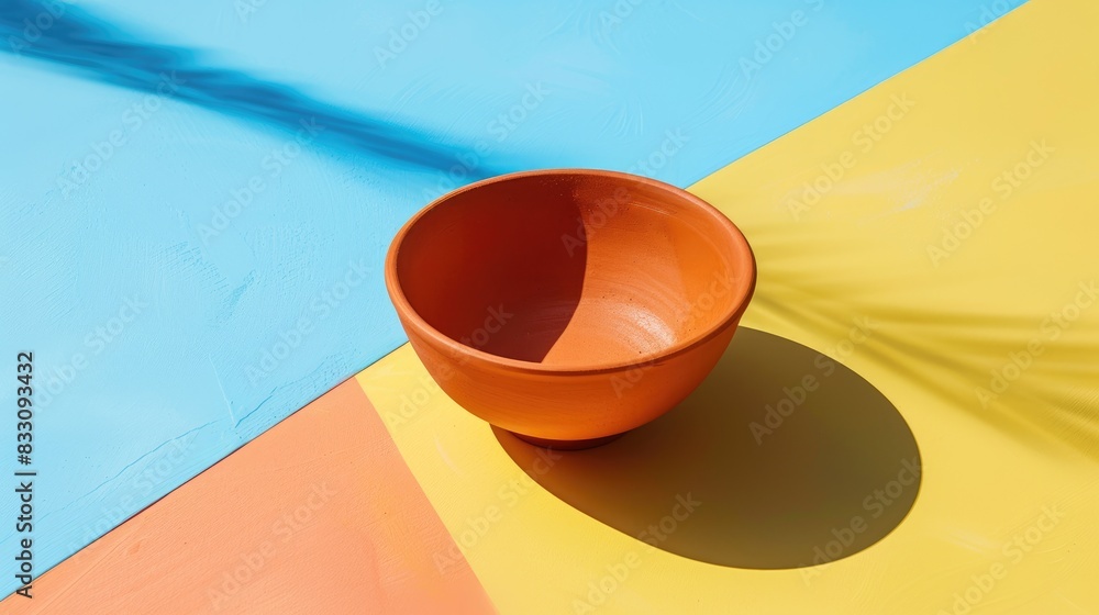 Poster Cosmetic clay bowl on colored surface