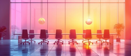 Obraz premium Office and tables of glass workplace interior for start or end of business