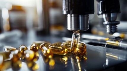 Cross-sectional view of a supplement capsule being filled macro detail
