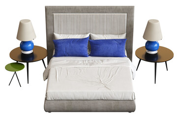bed isolate on a transparent background, interior furniture, 3D illustration, cg render
