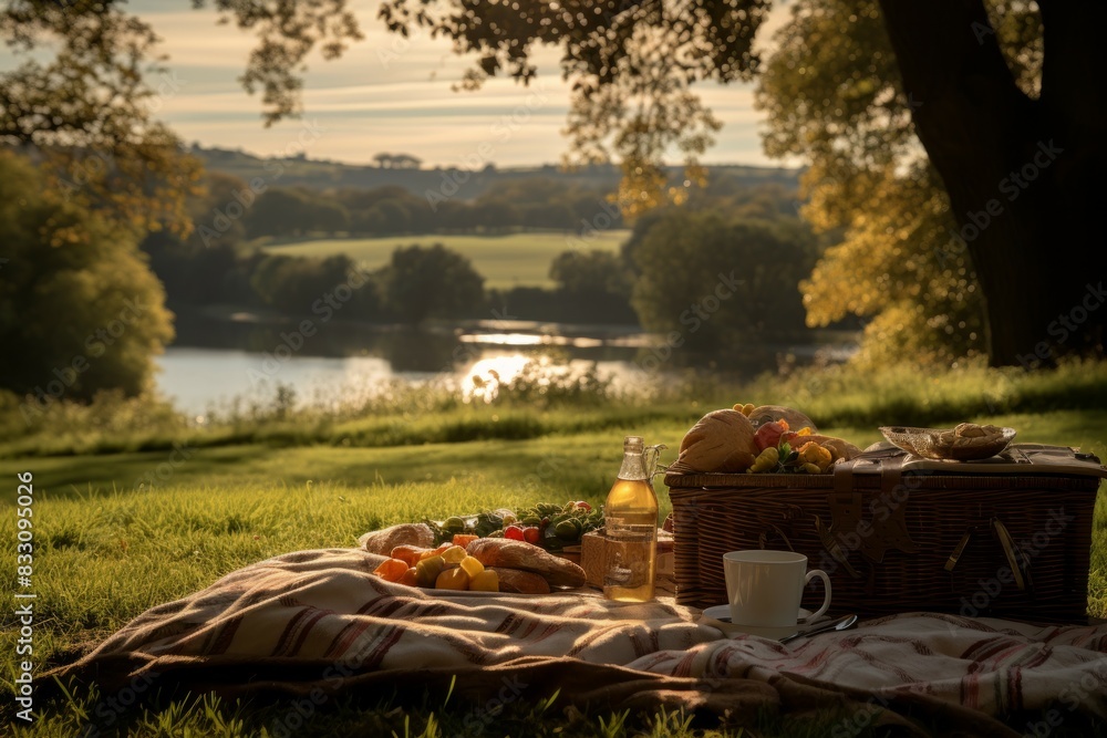 Wall mural Countryside picnics - Generative AI