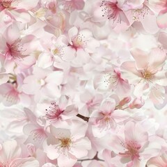 seamless pattern of cherry blossoms in soft shades of pink and white
