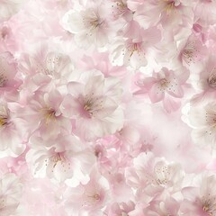 seamless pattern of cherry blossoms in soft shades of pink and white
