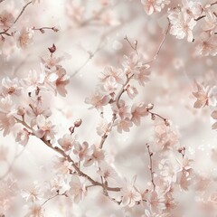Obraz premium seamless pattern of cherry blossoms in soft shades of pink and white