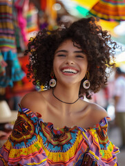 Fototapeta premium Joyful Market Girl