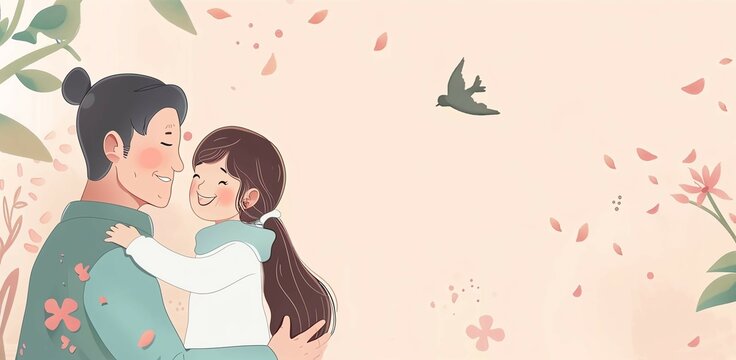 Father's Day. Dad and daughter.