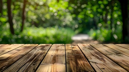 公園に設置された木製テーブル