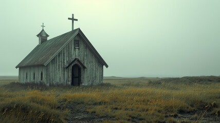 Fototapeta premium traditional church in the middle of nowhere.