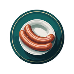 Vector two sausage on plate