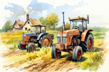 Obraz premium Vintage tractors - Generative AI