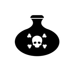 Bottle of poison or poisonous chemical toxin with crossbones label vector icon for games and...