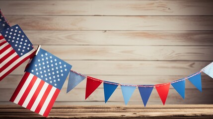 Fototapeta premium Honoring Heroes - Memorial Day Celebration with Patriotic Decor and Copy Space for Remembrance Message