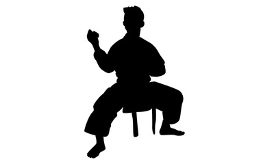 silhouette of man practicing karate combat