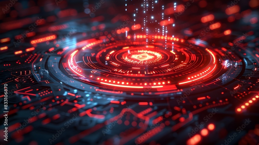 Poster futuristic cybersecurity interface with secure data streams and digital shields high tech technologi